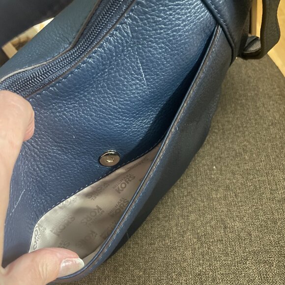 Michael Kors Navy Leather Tassel Crossbody Bag - Picture 9 of 14